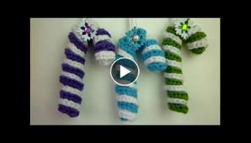 Crocheted Candy Cane Spiral/ Curly Ornament / Step-by-StepVideo Tutorial