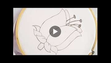 Hand embroidery designs , Simple and Easy Flower hand embroidery Tutorial, satin stitch flower