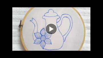 Very Beautiful and very easy hand embroidery kettle pattern with simple and beautiful flower