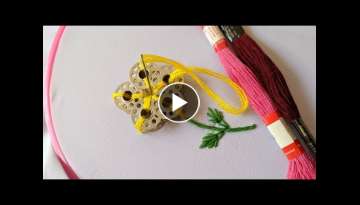 Amazing Hand Embroidery Flower design trick | Very Easy 3d Flower design idea: kurti/dress/kameez