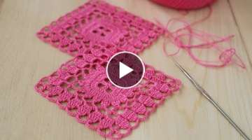 Crochet SIMPLE SQUARE MOTIVE master class CONNECTING MOTIVES knitting for beginners