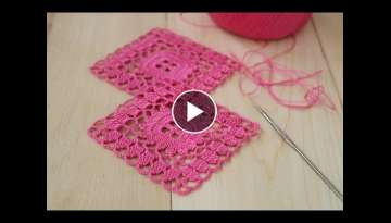 Crochet SIMPLE SQUARE MOTIVE master class CONNECTING MOTIVES knitting for beginners