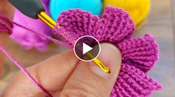 Very easy TUNİSİAN crochet flower model