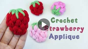 Crochet Puff Strawberry Applique Tutorial | Crochet Strawberry | Chenda DIY