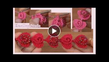 How to Crochet 3D Hearts CHOKER with SEED Beads