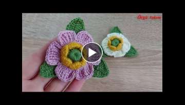 Tığ işi bütün örgü süslemelerinde kullanabileceğiniz çok güzel çiçek modeli crochet ...
