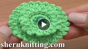 Layered Crochet Stuffed Flower Button Tutorial 6 Part 1 of 2 Layered Crochet Flowers Picots Aroun...