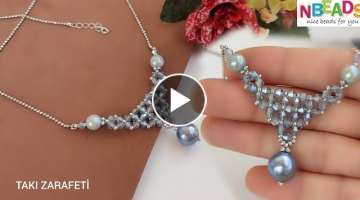 Nbeads.com /Kristal boncuklu şık kolye yapımı//DIY Necklace out of bicone beads NbeadsTutori...