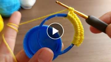 Super Easy Knitting Pattern with Plastic Bottle Ring- 