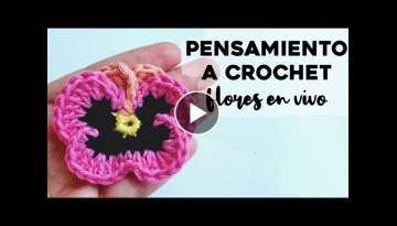 CÓMO TEJER PENSAMIENTOS A CROCHET: tutorial paso a paso flor pensamiento a crochet | Ahuyama Cro...