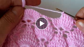Muhteşem yaprak yelek battaniye örgü modeli crochet knitting