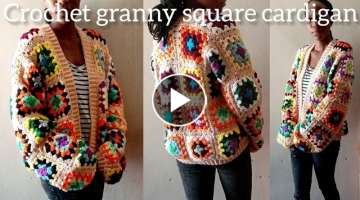 Granny square cardigan | Crochet cardigan tutorial