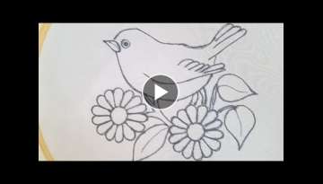 Hand embroidery design of a bird using basic stitches-Easy hand embroidery tutorial