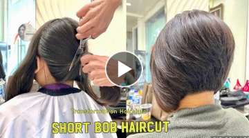SHORT BOB HAIRCUT | Hair Transformation | Potong rambut bob pendek | DIY | ASMR | Update | hairst...
