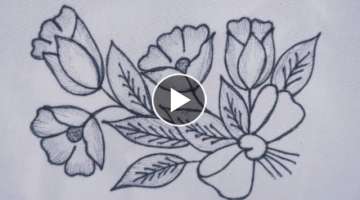 Hand embroidery beautiful design, Amazing flower embroidery stitches, Simple Needle work