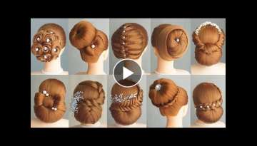 10 Simple And Easy Hairstyle With 1 Donut | Hair Bun Styles For Wedding & Party