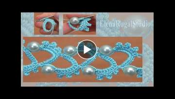 Crochet Wide Tape Lace/ CROCHET WITH BEADS TUTORIAL