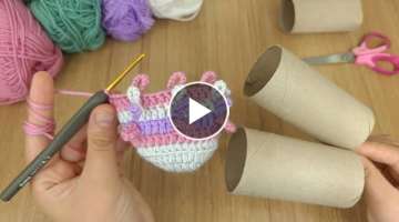 VERY BEAUTIFUL IDEA!Look what I did with the TOILET PAPER ROLL I found in the trash !CROCHET DIY