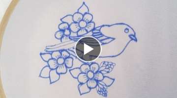 Very Easy and beautiful hand embroidery design , Beautiful bird embroidery stitches by hand