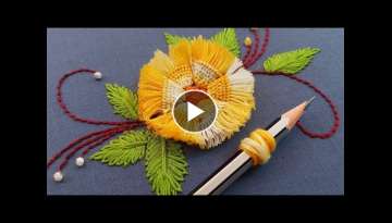 Beautiful flower design with pencil ✏✏✏|latest hand embroidery design