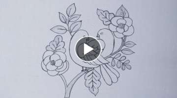 Hand embroidery: Beautiful bird embroidery design - Hand embroidery tutorial - Flower embroidery