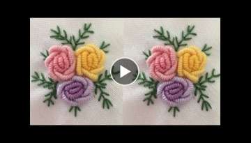 Simple & Easy Hand Embroidery Stitches | Rose Flower Design tutorial | Hand Embroidery : Rose Flo...