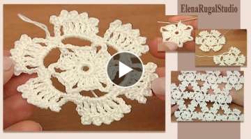 Crochet Easy Flower - 10 minutes!!! Tutorial 2 Part 1 of 2 Small Round Motif