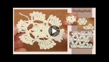 Crochet Easy Flower - 10 minutes!!! Tutorial 2 Part 1 of 2 Small Round Motif