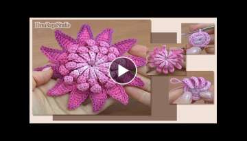 Crochet 3D Flower with Sharp Petals