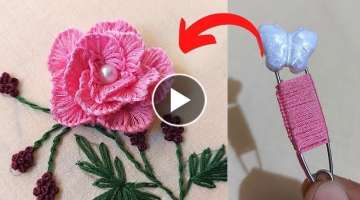 Beautiful flower design with saree pin|super easy flower design 2022