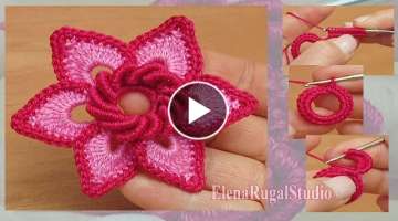 Irish Crochet Double Layered Flower Tutorial 19 Blume häkeln