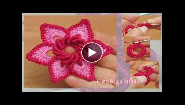 Irish Crochet Double Layered Flower Tutorial 19 Blume häkeln