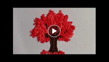 Cherry blossom Tree - Hand Embroidery - French knot flower | Hand Embroidery for Tree design stit...