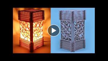 Ide Kreatif Membuat Lampu Tidur Dari Stik Es Krim | Night Lamp Homemade