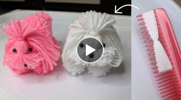 Amazing Woolen Carft Idea:Cutest Dog | How to make mini Dog | Very Easy making with wool pom pom ...