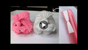 Amazing Woolen Carft Idea:Cutest Dog | How to make mini Dog | Very Easy making with wool pom pom ...