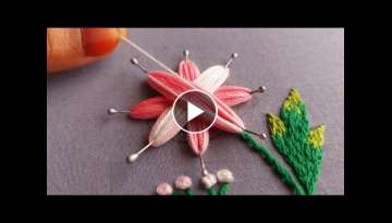Hand embroidery:beautiful flower design with new trick 2022
