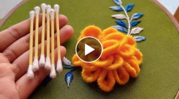 Amazing woolen flower design with new tricks|hand craft ideas