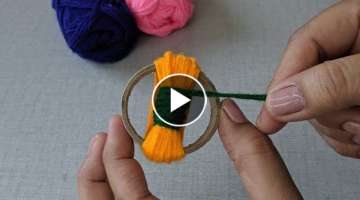 It's so Beautiful !! Amazing Hand Embroidery flower design trick. Easy Hand Embroidery flower ide...