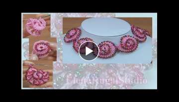Crochet WITH SEED Beads : Beautiful 3D SPIRAL MOTIF Necklace #crochet