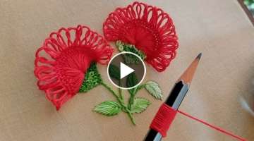 Most beautiful flower design with pencil |superrrrrrr easy hand embroidery