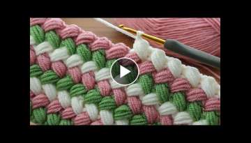 Amazing Very easy crochet 3-color filled two-way baby blanket model explanation #crochet