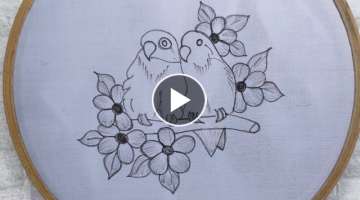 Very beautiful hand embroidery design tutorial l Easy parrot embroidery design l Basic stitches