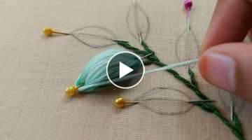 Amazing leaf embroidery with pins|superrrrrrr easy leaf embroidery