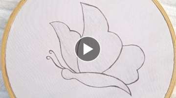 Hand Embroidery Beautiful Butterfly Tutorial, Hand Embroidery Designs For beginners , تطريز...