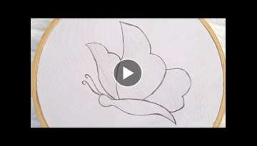 Hand Embroidery Beautiful Butterfly Tutorial, Hand Embroidery Designs For beginners , تطريز...