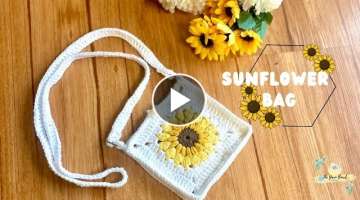 Crochet Sunflower Bag | Sunflower Sling Bag | Cross Body Bag