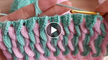 Çok Kolay Tığ İşi İki Renkli Örgü Battaniye Lif Modeli How To Crochet Easy Knitting Model