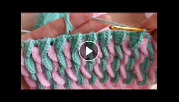 Çok Kolay Tığ İşi İki Renkli Örgü Battaniye Lif Modeli How To Crochet Easy Knitting Model