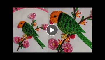 Hand Embroidery :Bird/Perrot design tutorial. New Beautiful & 3d Bird Hand Embroidery stitch